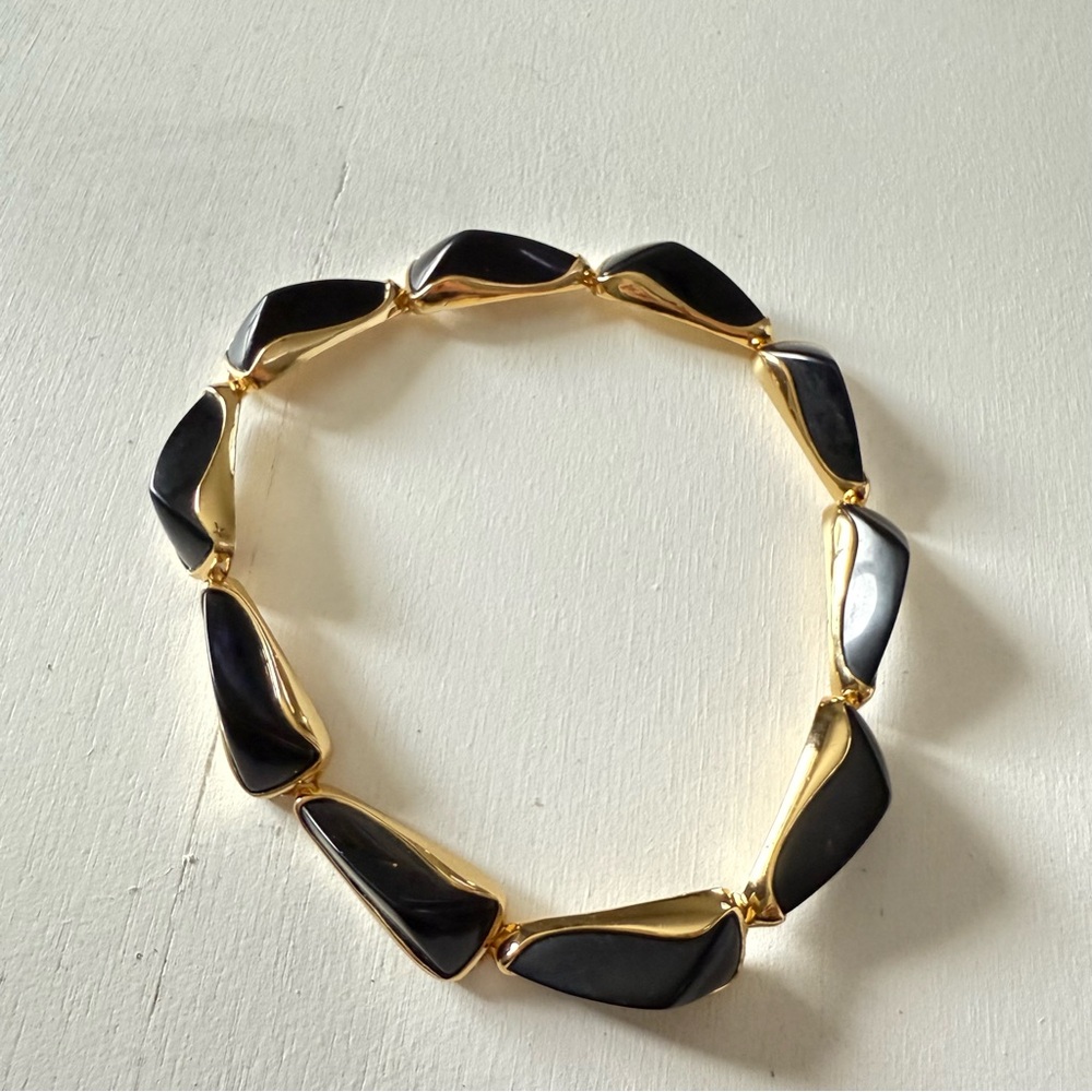 Vintage Ralph Lauren Black Lucite waive RLL Necklace 16.5"